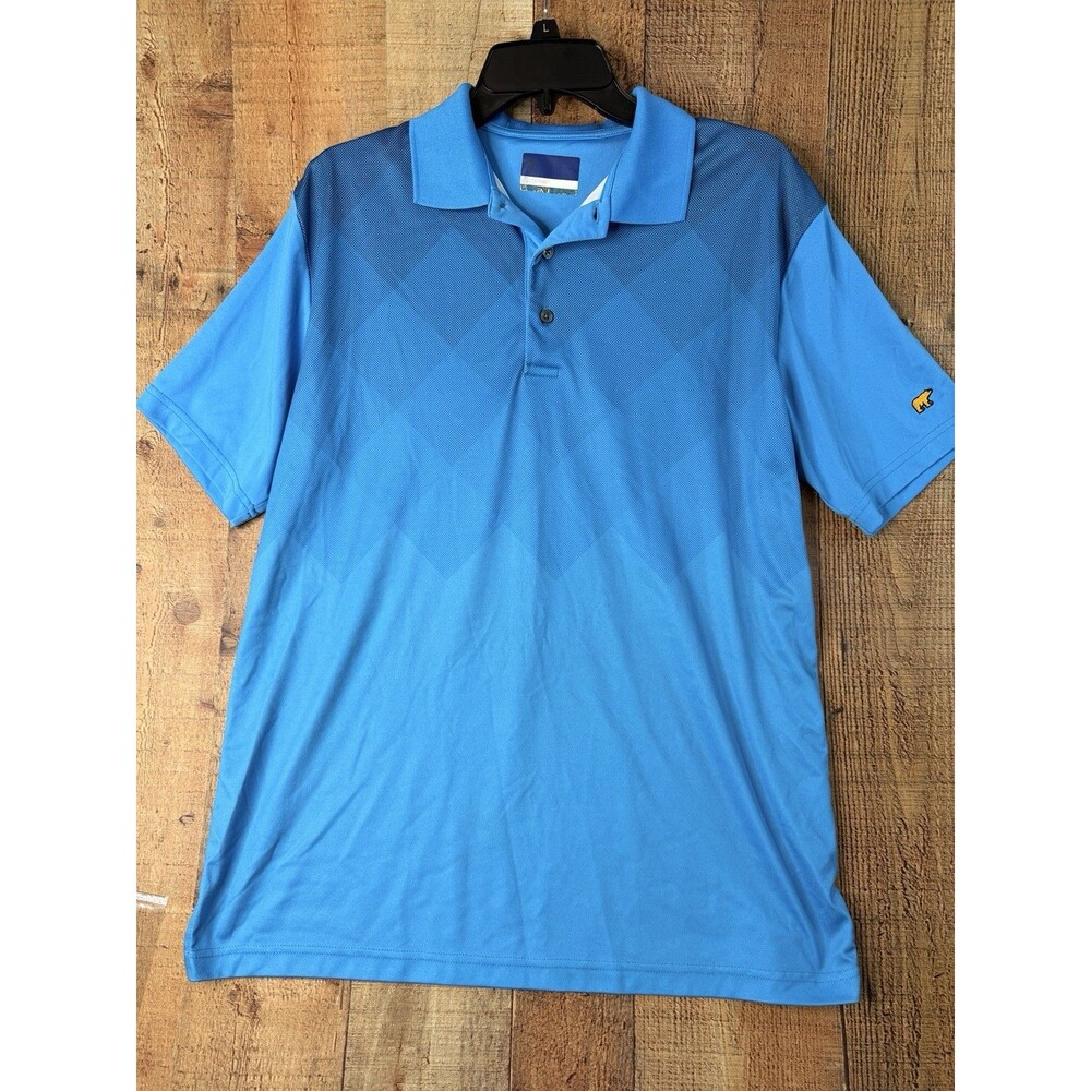 Jack Nicklaus Mens M Blue StayDri Golf Polo Golden Bear Performance Preppy